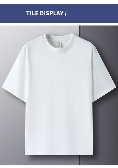 High quality 100% cotton short sleeve men's T-shirt summer round neck loose casual solid color plus size breathable top women