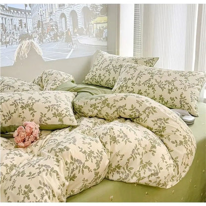 Queen/King Size Comorter Set, Bed our-Piece Cotton Summer PrincWind Quilt Cover Sheet Bedding(G,Queen)