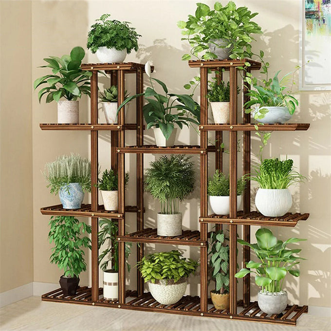 Eleven-Tier Wooden Plant Stand — product image