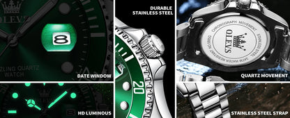 OLEVS Watches 5885 Mens Watch Original High Quality Quartz Watch Waterproof Luminous Calendar  Watches For Men Box Gifts Reloj