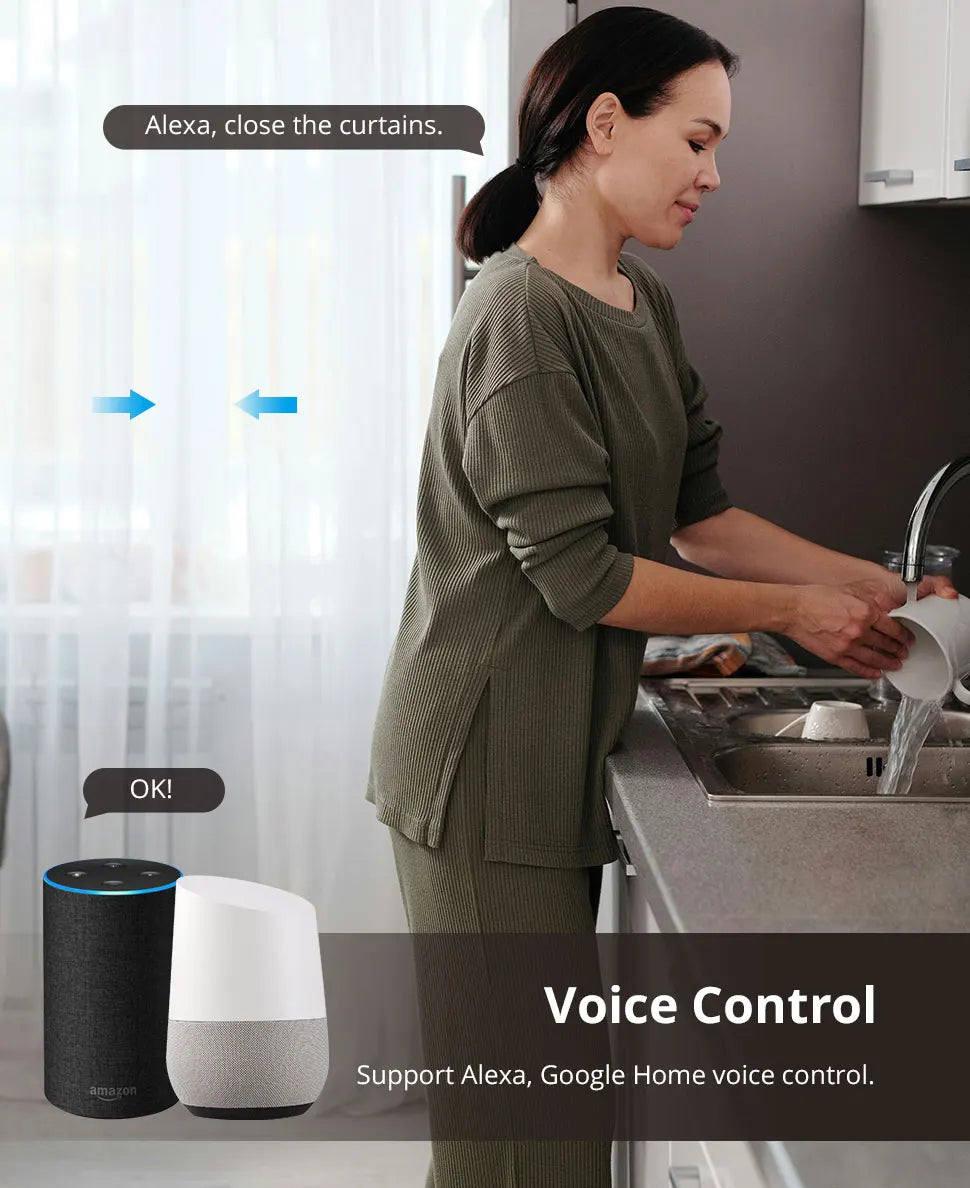 Zemismart Zigbee Rechargeable Electric Curtain Motor with Customized Slide Curtain Track Works with Tuya Alexa Google Home