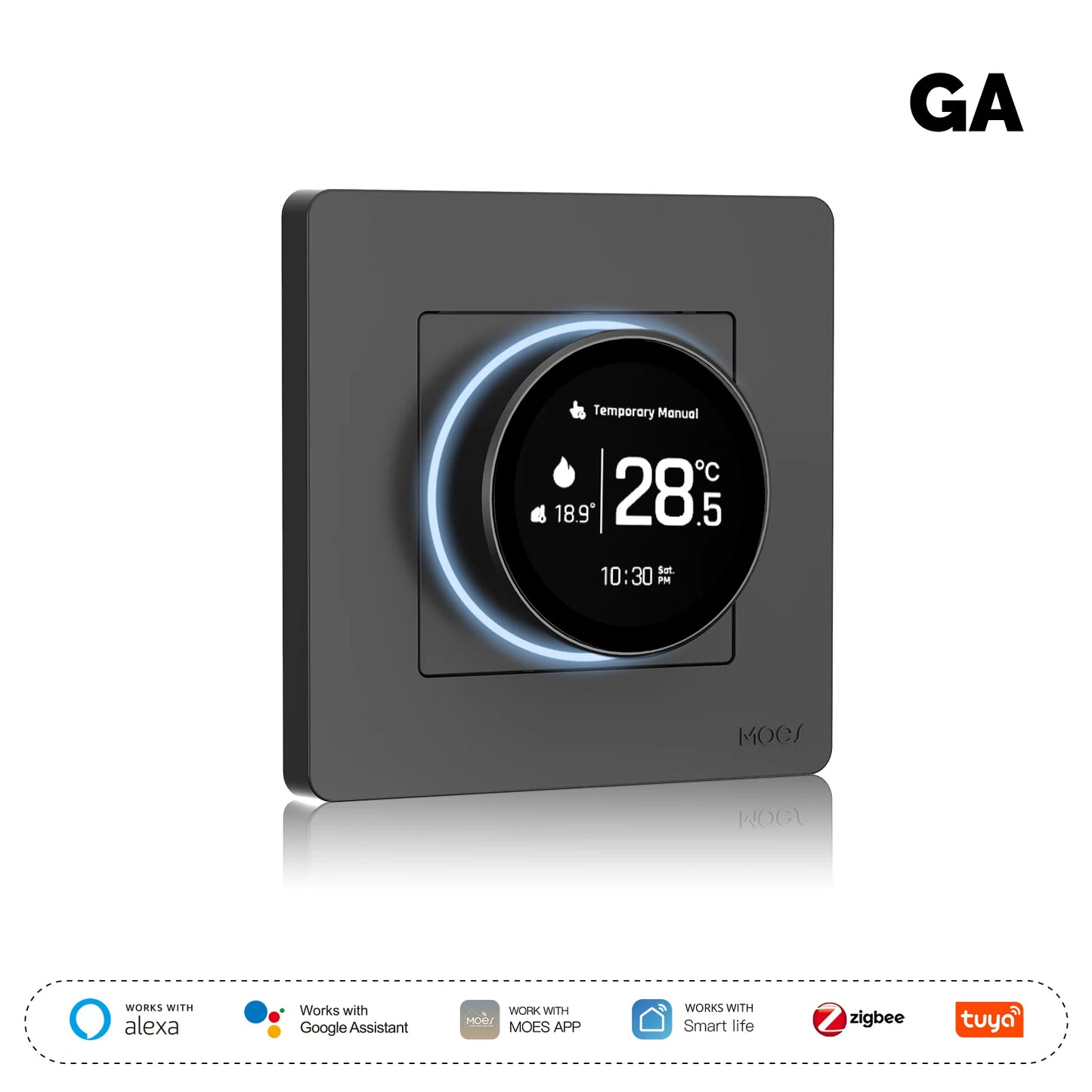 MOES Tuya ZigBee Smart Knob Thermostat Star Ring Series Temperature Controller Water Boiler Electric Heating With Alexa Google