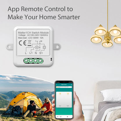 Matter WIFI Smart Switch Module Relay Breaker HomeKit Wireless Control Breaker Works With Siri Alexa Google Home Smart Home Life