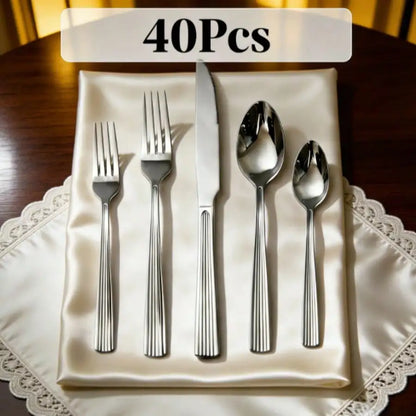 HANSMART 40pcs Premium Stainless Steel Silverware, Essential Dining Collection For Family Dinners & Holiday Celebrations
