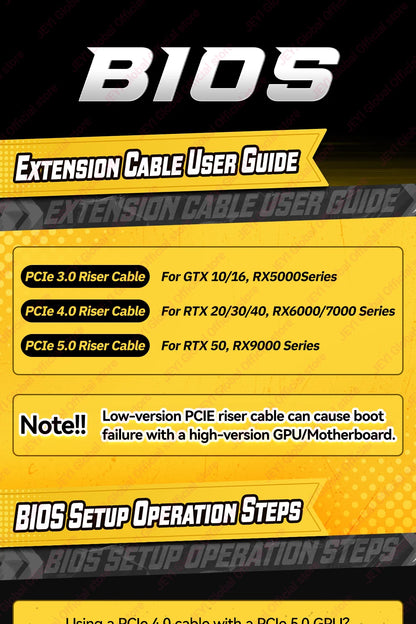 JEYI PCIe 5.0 X16 Riser Cable - 90° GPU Extension for RTX 5090/4090 & RX 7900 XTX, Mining Rig, WRX80/TRX40, 15cm/18cm/20cm/30cm
