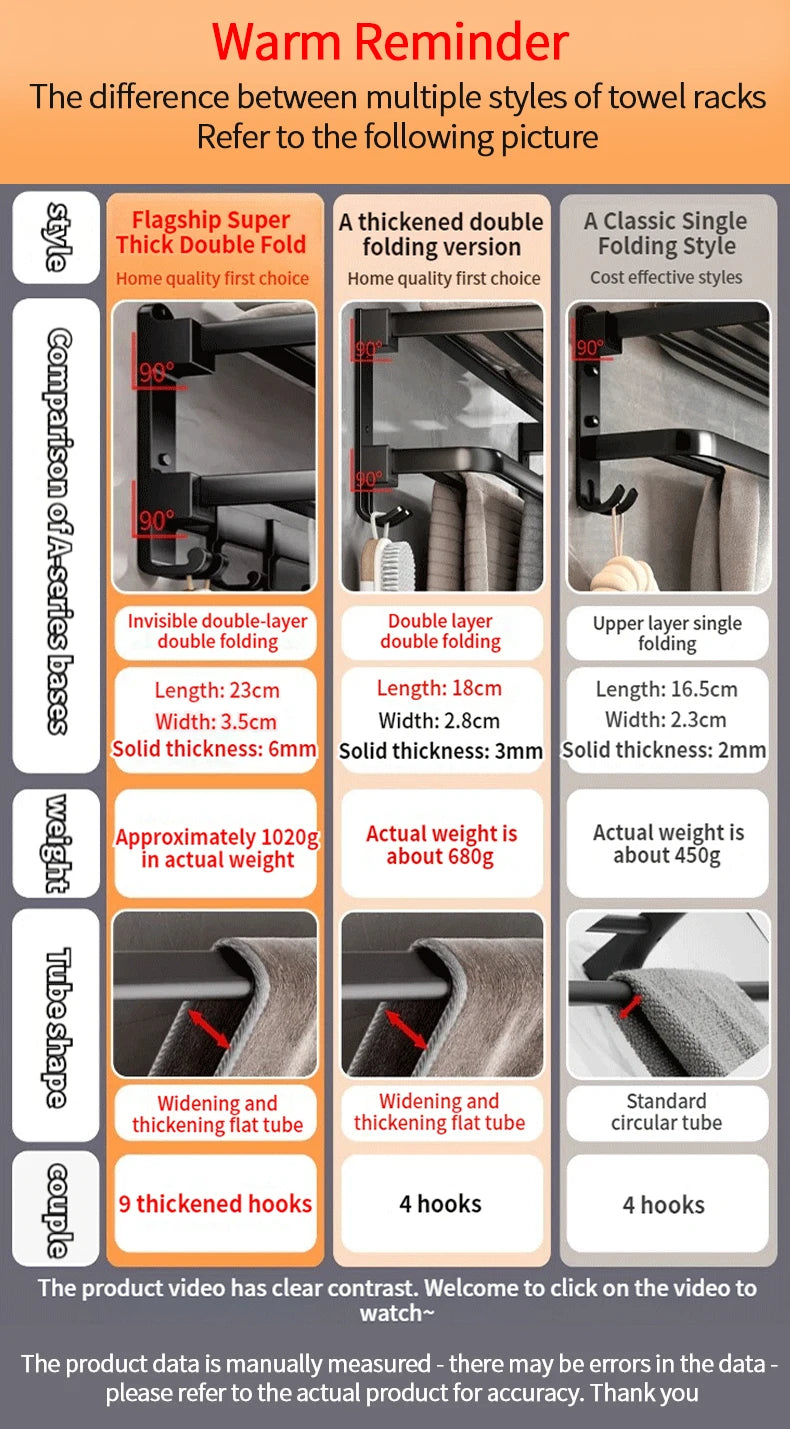 Upgrade And Thicken Grey/Black 50CM-60CM Towel Rack Space Aluminum Toilet Storage Rack Wall Mounted BathTowel Rack