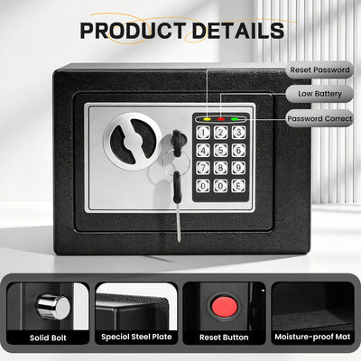 Ireproof Safes with Fireproof Money Bag Sensor Light Digital Keypad Home Safe Adjustable Shelf Security Safe