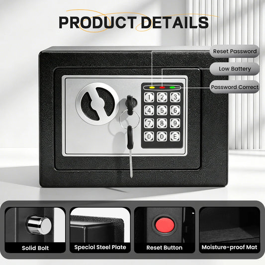 Ireproof Safes with Fireproof Money Bag Sensor Light Digital Keypad Home Safe Adjustable Shelf Security Safe