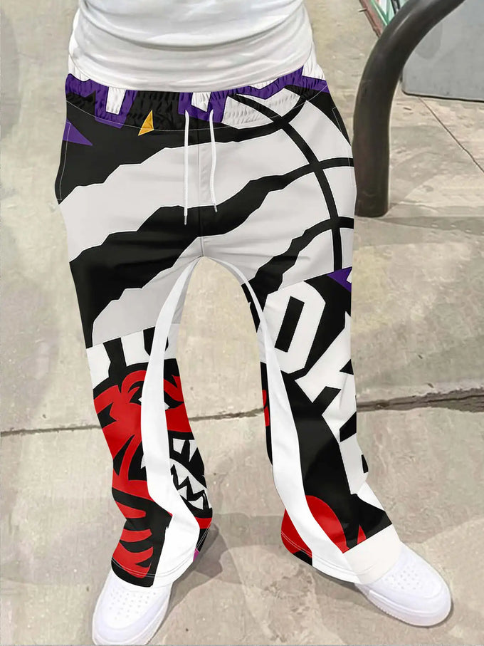 Men's Cross-Print Flared Sweatpants — product image