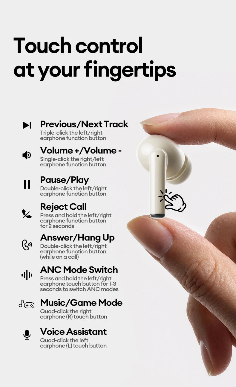 New Lenovo LE232 ANC Bluetooth 6.0 Headphones Active Noise Cancelling Wireless Earphone Power Display Music TWS Earbuds Choice