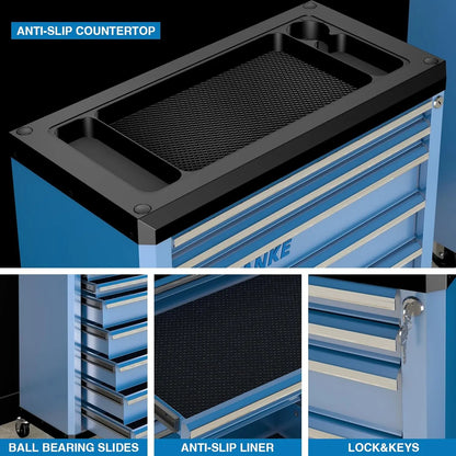7-Drawer Rolling Tool Chest with Lock&Keys and Swivel Casters,Tool Chest with Multi-Sizes Drawers and, Customized