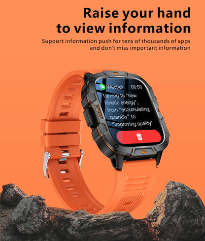 2025 New Military Grade Smart Watch Men 1.96" AMOLED Screen 5ATM Waterproof Simming Sports Fitness Tracker BT Call Smartwatches
