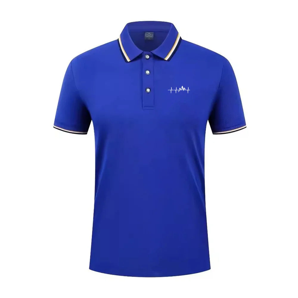 Summer men's 100% polyester fashion Milan print casual knight stripe lapel short-sleeved shirt polo shirt top