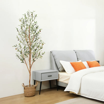 Artificial Olive Tree with Green Leaves and Big Fruits, Faux Potted Olive Silk Tree for Modern Home Office Indoor Floor Decor