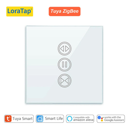 LoraTap Tuya Smart Life ZigBee 3.0 Curtain Blind Switch for Roller Shutter Electric Motor Google Assistant Alexa Voice Control