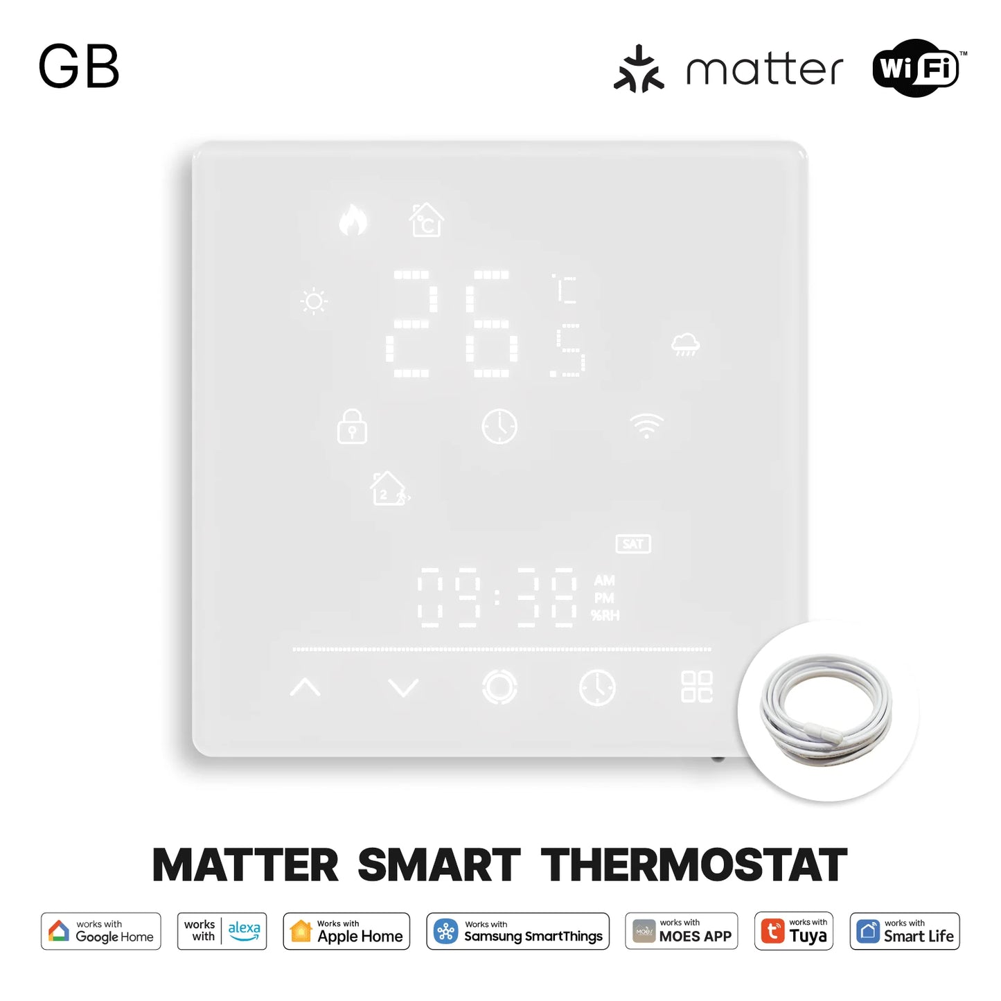 MOES Matter WiFi Smart Thermostat Temperature Controller Tuya Water Boiler Electric Heating With Alexa Google Apple Smartthings