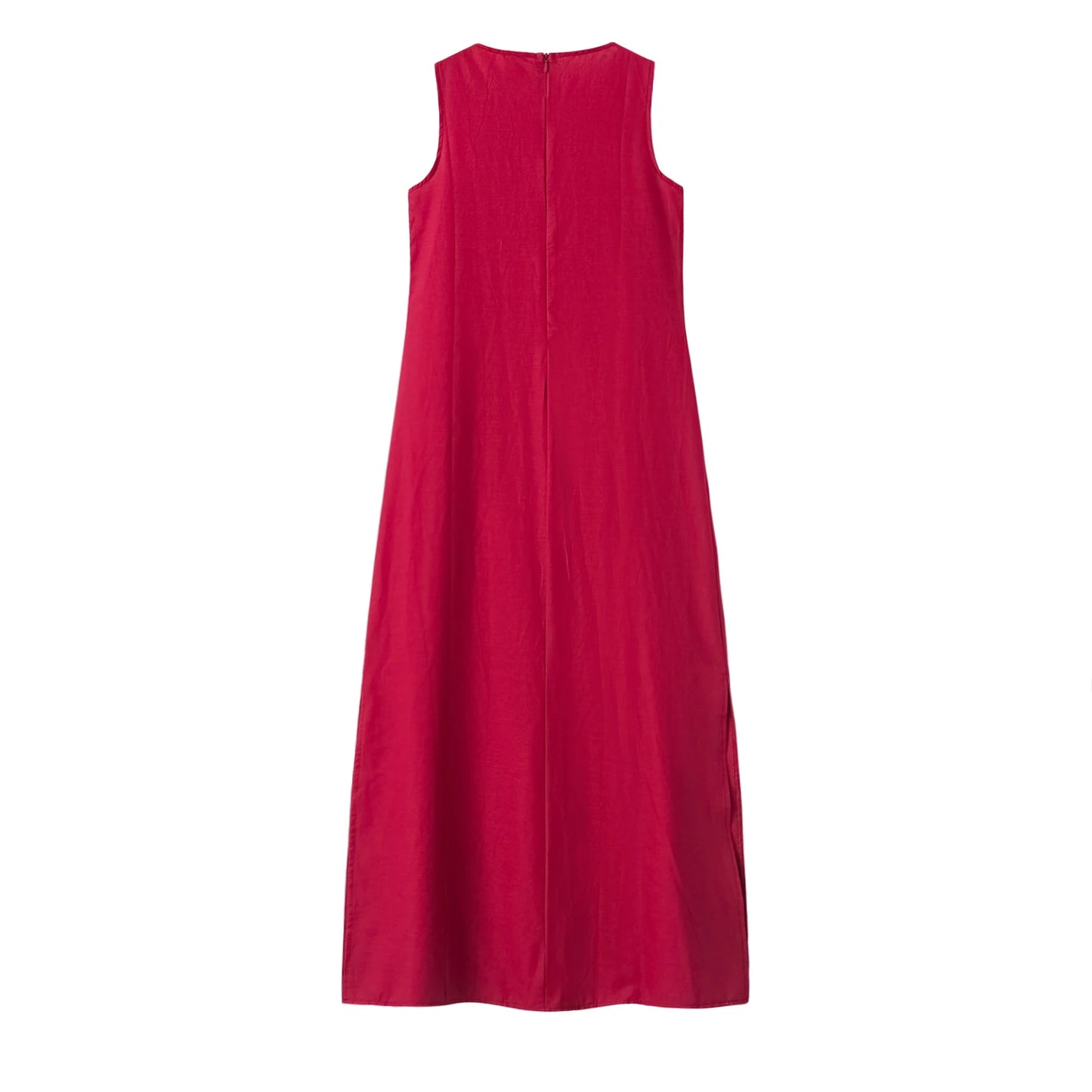 Women's Sleeveless Deep V-Neck Side Split Dress, Bohemian Sexy Dress, Casual, New