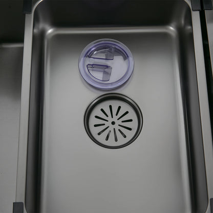 201 Stainless Steel Nano Black Sink with Digital Pull-out Faucet Anti-Splash Large Single Basin Noise Proof & Anti-Condensation