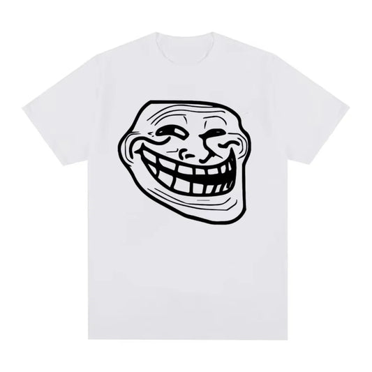 Short Sleeve Cotton T-shirts for Men and Women Funny Memes Retro Fashion Troll Face Angry Men Harajuku Streetwear