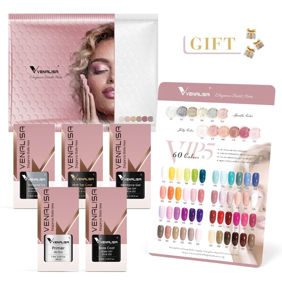 1Set VENALISA TPO FREE Whole Set Nail Gel Polish with Color Display For New Learner Nail Maincure Gel Varnish Branded Suitcase