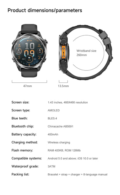 2026 HD300 Smart Watch AMOLED Path 5.4Bluetooth Chat AI GPT Waterproof Health Watches Bluetooth Call Travel Diving Smartwatch