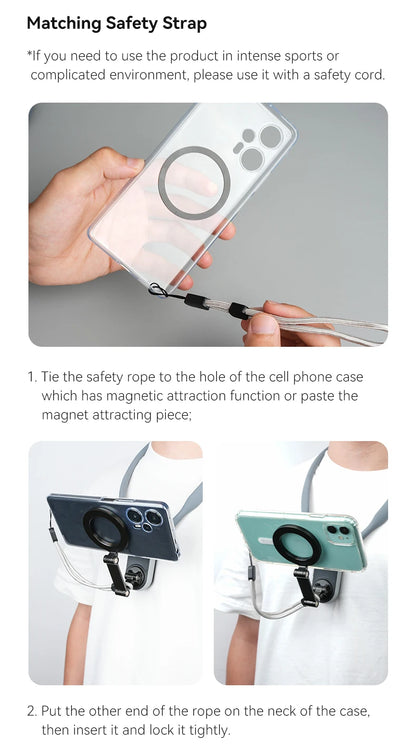 TELESIN Silicone Magnetic Quick Release Neck Mount Hold for Iphone 15 14 13 12 11 SAMSUNG HUAWEI XIAOMI Smart Phone Accessories