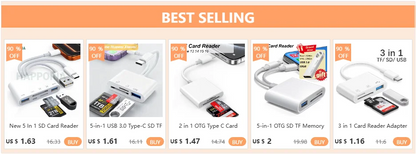 New 5 In 1 SD Card Reader USB HUB for iPhone 12 13 14 15 16 17 Huawei USB 3.0 Type C to SD TF Card Memory Reader OTG Adapter