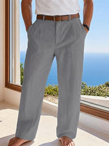 Men's Linen-Blend Straight-Leg Trousers — view 4