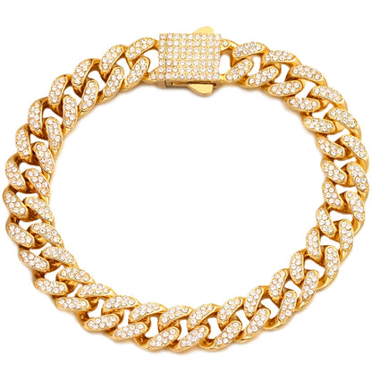 Bling Golden Cuban Chain Anklet For Women Girls HipHop Iced Out full Rhinestone Paved Cuban Summer Beach Anklet Bracelet Jewelry