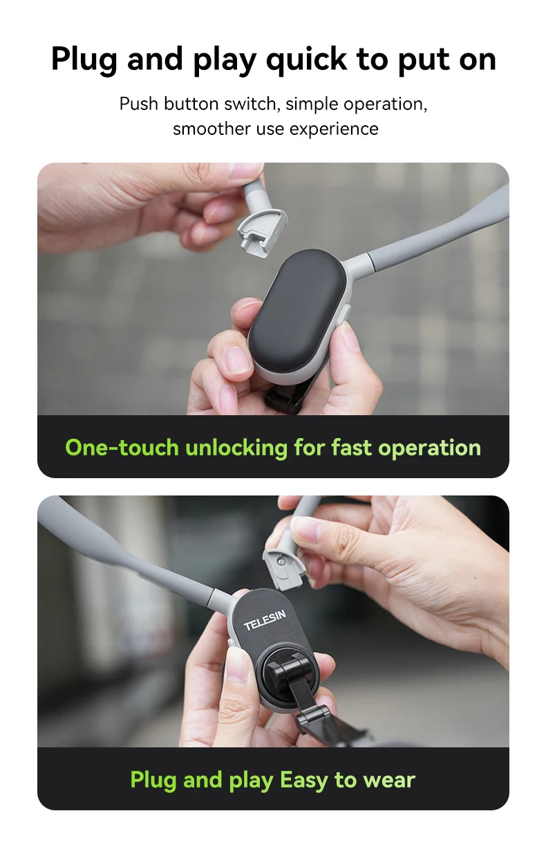 TELESIN Silicone Magnetic Quick Release Neck Mount Hold for Iphone 15 14 13 12 11 SAMSUNG HUAWEI XIAOMI Smart Phone Accessories