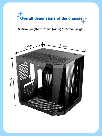 Power Train Star Realm M-ATX Desktop Computer Case Without Pillars Three Sided Glass Panoramic Sea View Room 240 Water Cooling