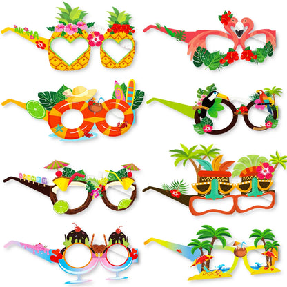 Hawaiian Party Photo Props Decorations Summer Beach Tropical Flamingo Party Supplies Aloha Banner Hawaiian Party DIY Supplies