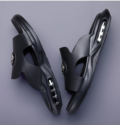 Luxury Men's Genuine Leather Sandals Classic Roman Men Shoes Slippers Soft Comfortable Men Non-slip Walking Slippers Footwea