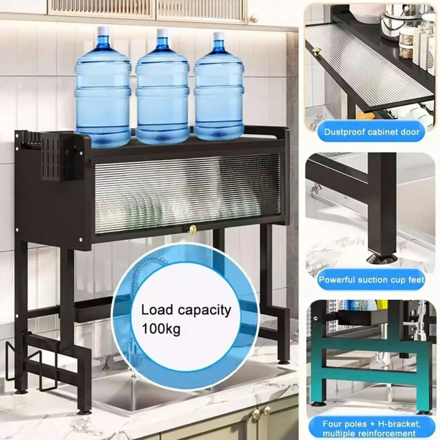 HanTai Over The Sink Dish Drainer Drying Rack 3 Tier Over Sink Dish Rack For A Tidy Kitchen Sink Shelf Organized Space-Saving Di