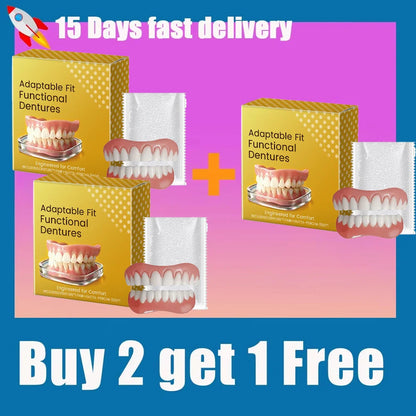 Dentures Full Set Natural Upper Lower Braces Silicone Denture Set for Men Women Instant Confident Fake Tooth Oral Hygiene Care