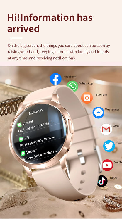2026New Ultra-thin Women Smart Watch HD AMOLED Full Touch Screen Bluetooth Call Blood Pressure IP68 Waterproof NFC 7.3mm bracele