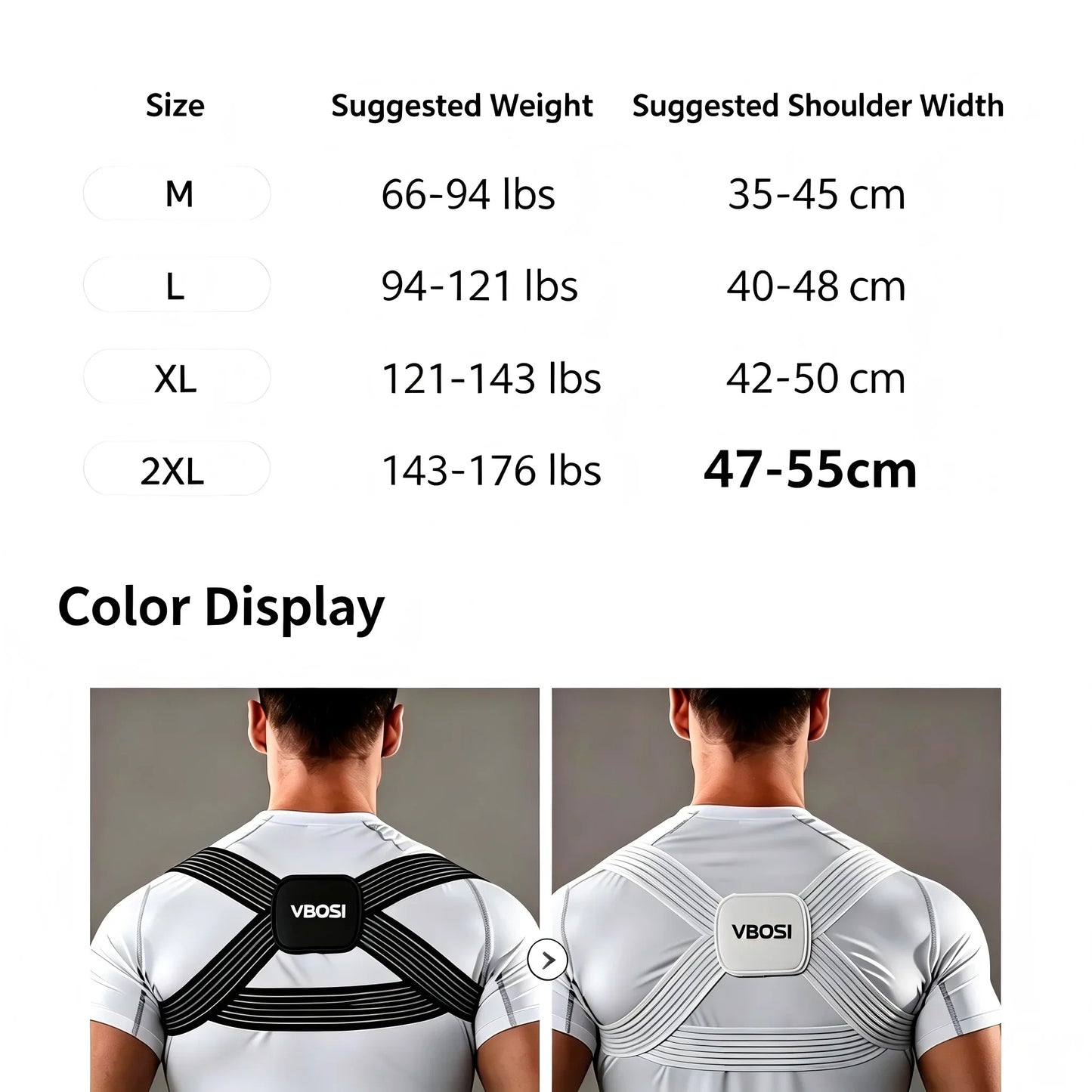 VBOSi Invisible Posture Corrector Adjustable Back Brace Breathable Shoulder Support Belt for Men Women Anti‑Hunchback Spine Pos