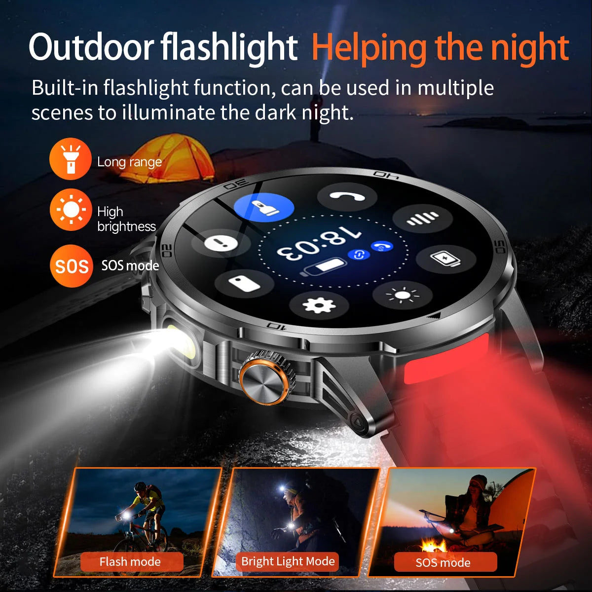 2026 New  Outdoor Smart Watch 1.85inch AMOLED 1000mAh Large Battery 5ATM Waterproof Voice Call Sports Men Fitness Bracelet