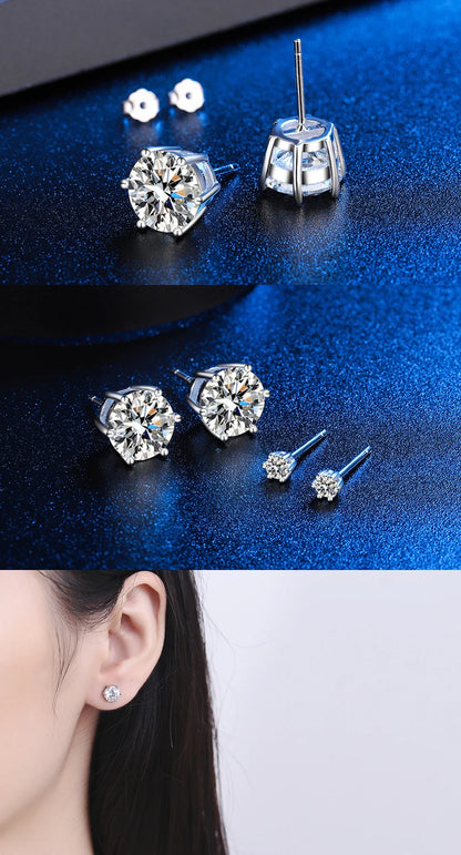 HOT Moissanite S925 Sterling Silver Stud Earrings For Women And Men With 2 Certificates Pass Diamond Test Pen Fine Jewelry