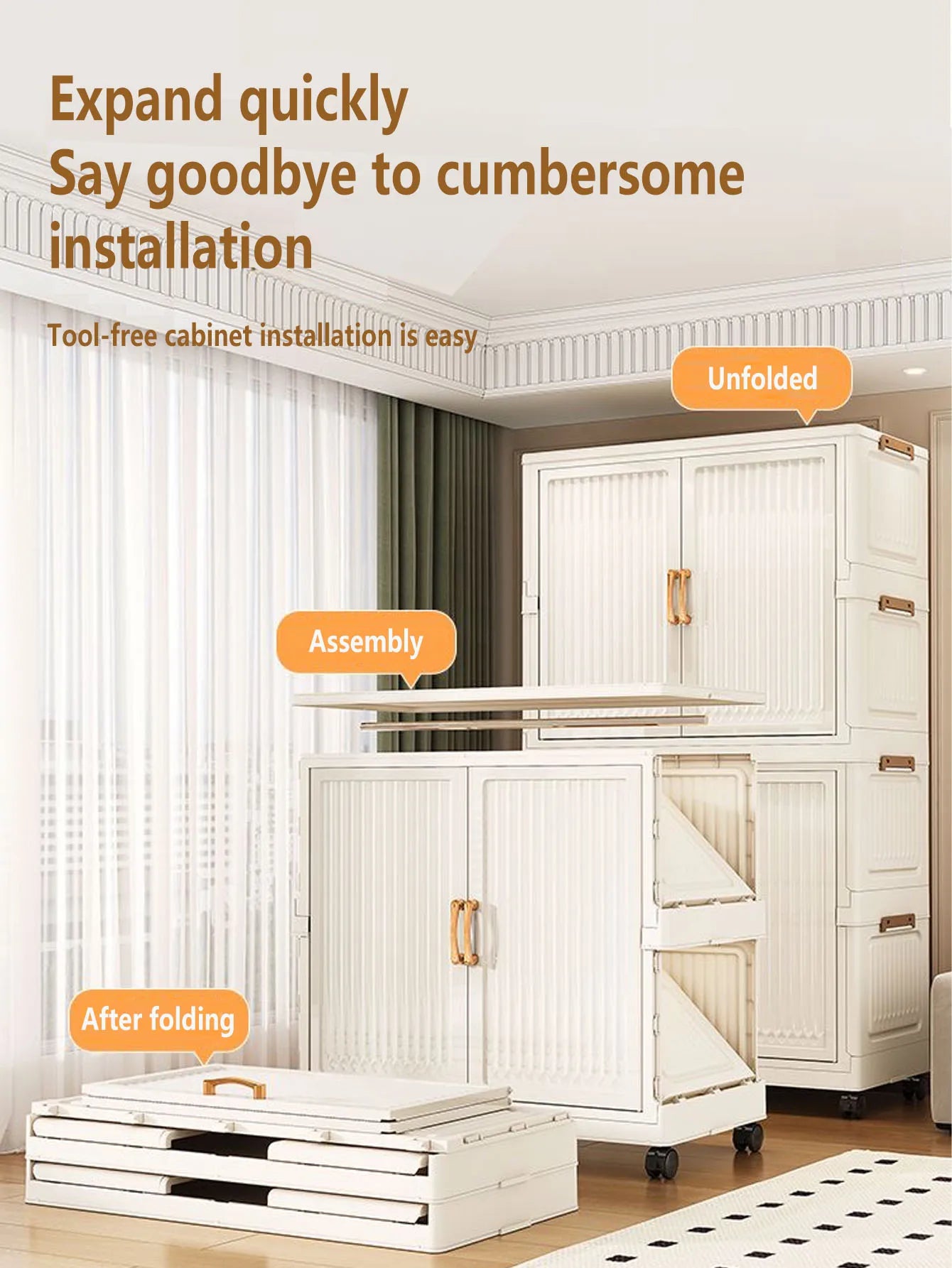 Large Capacity Dustproof Wardrobe Sundries Cabinet Multifunction Folding Storage Cabinet Locker Closet Organizer