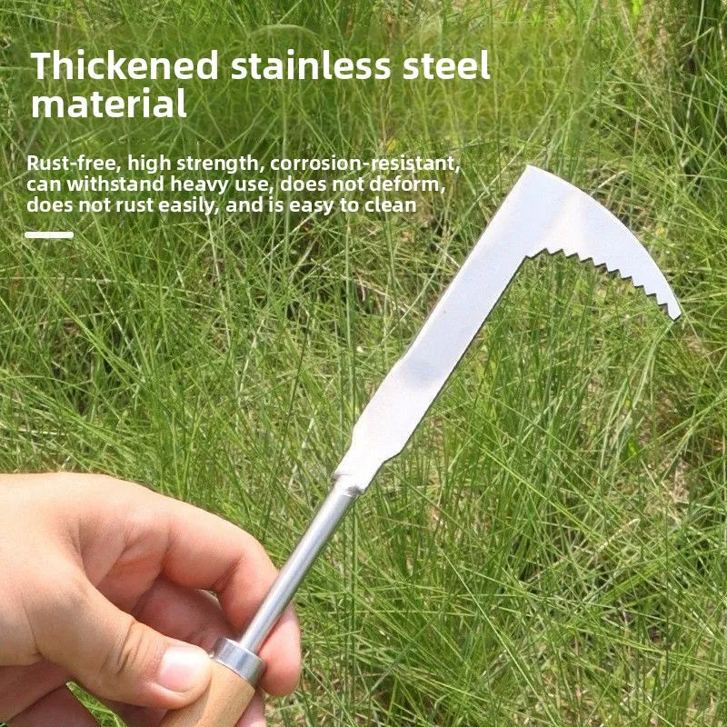 1pc 12.4" L-shaped Thickened Stainless Steel Gap Weeding Tool, Multifunctional Weed Sickle Garden Hand Tool for Yard
