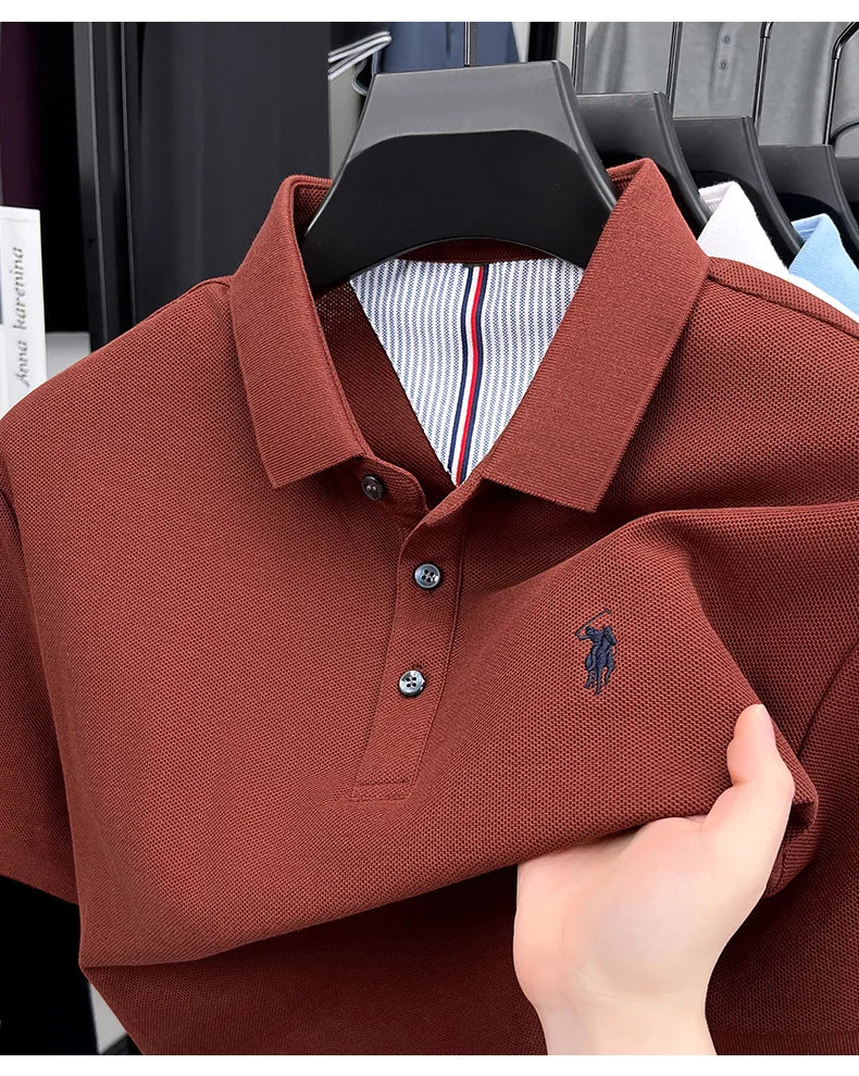 100% pure cotton high-end brand men's short sleeve polo shirt summer fashion original pony embroidery golf Paul  casual T-shirt