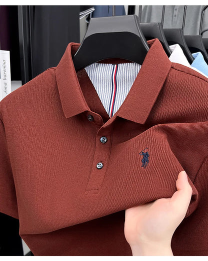 100% pure cotton high-end brand men's short sleeve polo shirt summer fashion original pony embroidery golf Paul  casual T-shirt