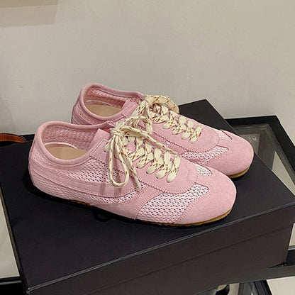 AIYUQI Mesh German Training Shoes Women 2026 New Summer Sneakers Women Retro Genuine Leather Casual Lace-up Sneakers Women