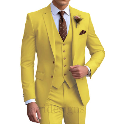 Elegant Men's Wedding Tuxedo Slim Blazer Pants Vest Three-piece Suit XS-5XL Custom Youth Suit 2025 New Style Suit