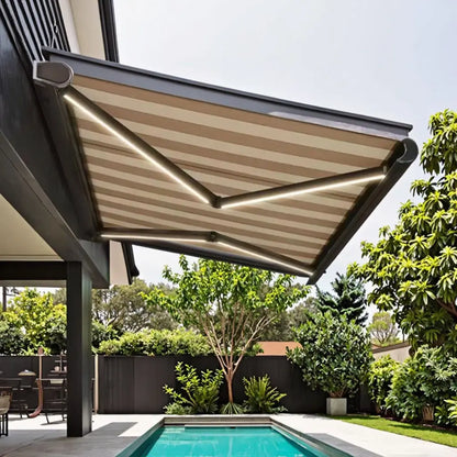 Electric waterproof full cassette aluminum alloy frame retractable awning articulated arm patio garden awning