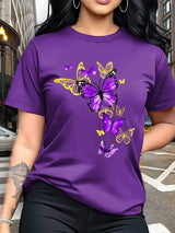 Gold-Tone Butterfly Graphic T-Shirt