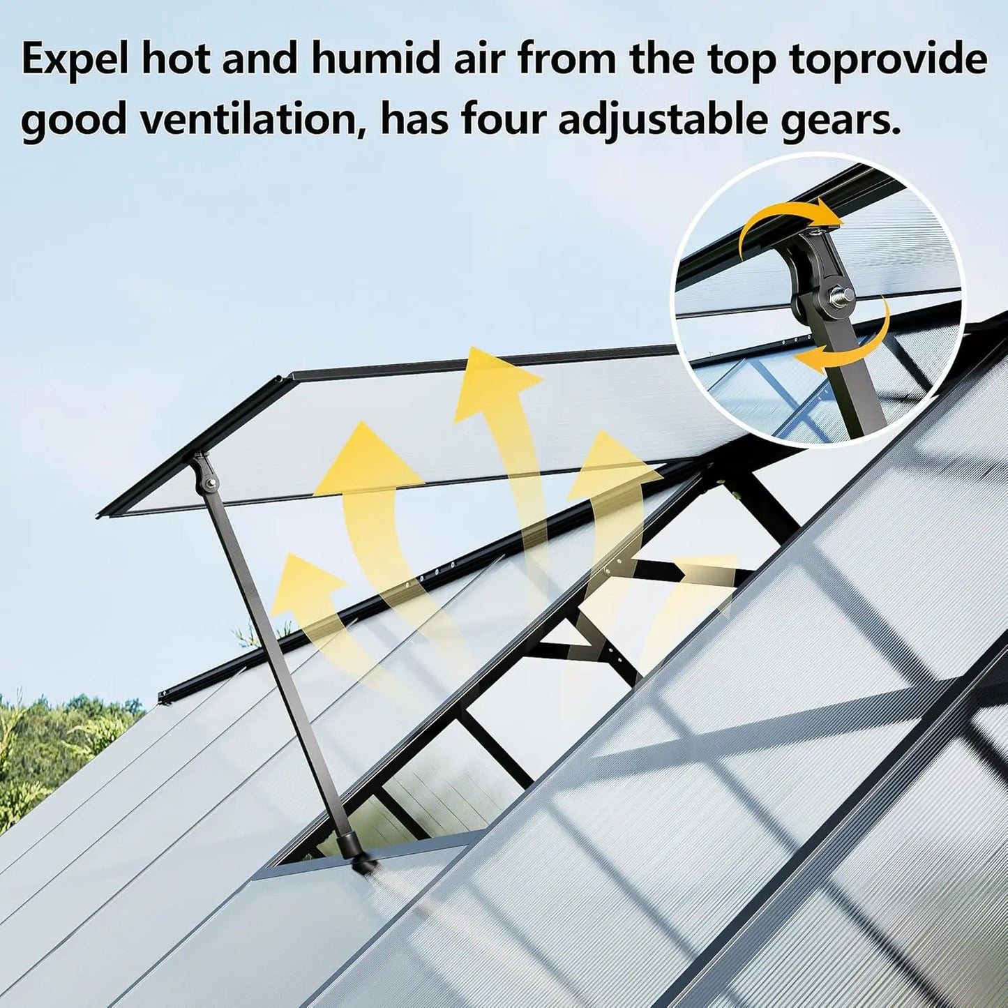 8x14 Aluminum Frame Polycarbonate Greenhouse Lockable Door Adjustable Roof Vent Heavy Duty Backyard Garden Patio Use, Custom