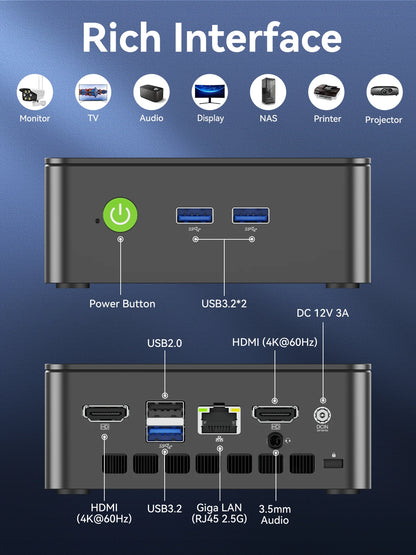 GMKtec G3S Mini PC Intel Alder Lake N95 Windows 11 Pro Mini PC 8GB DDR4 128/256GB PCIe M.2 SSD WiFi 5 BT5.0 Desktop Computer