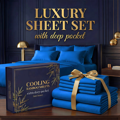 3pcs/ 4pcs Bamboo Cooling Bed Sheet Set -14"Deep Pocket, Shrink-Resistant, Fade-Resistant, Skin-Friendly Bedding Set With 1or2 Pillowcases, 1 Flat Sheet, 1 FittedSheet, Cozy Comfort